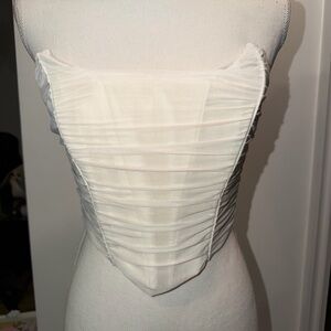 Club L London White Ruched Crop Top